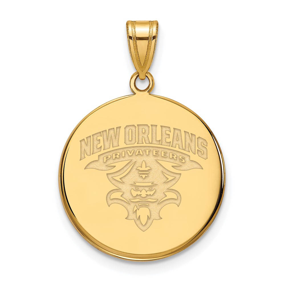 14k Yellow Gold U. of New Orleans Logo Disc Pendant