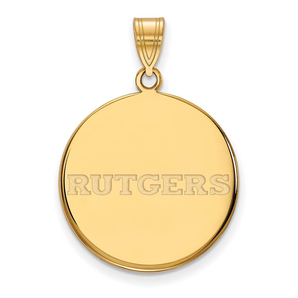 14k Yellow Gold Rutgers Script Disc Pendant