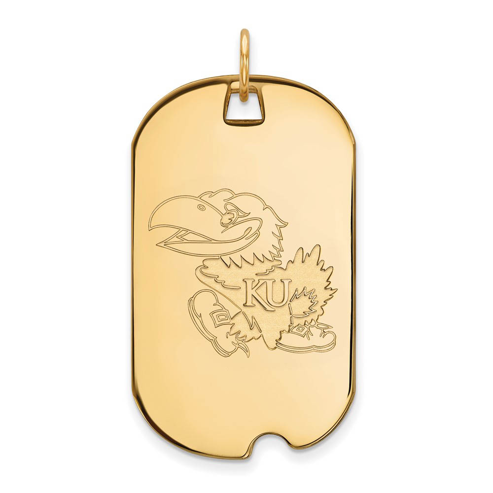 14k Yellow Gold U. of Kansas Dog Tag Pendant