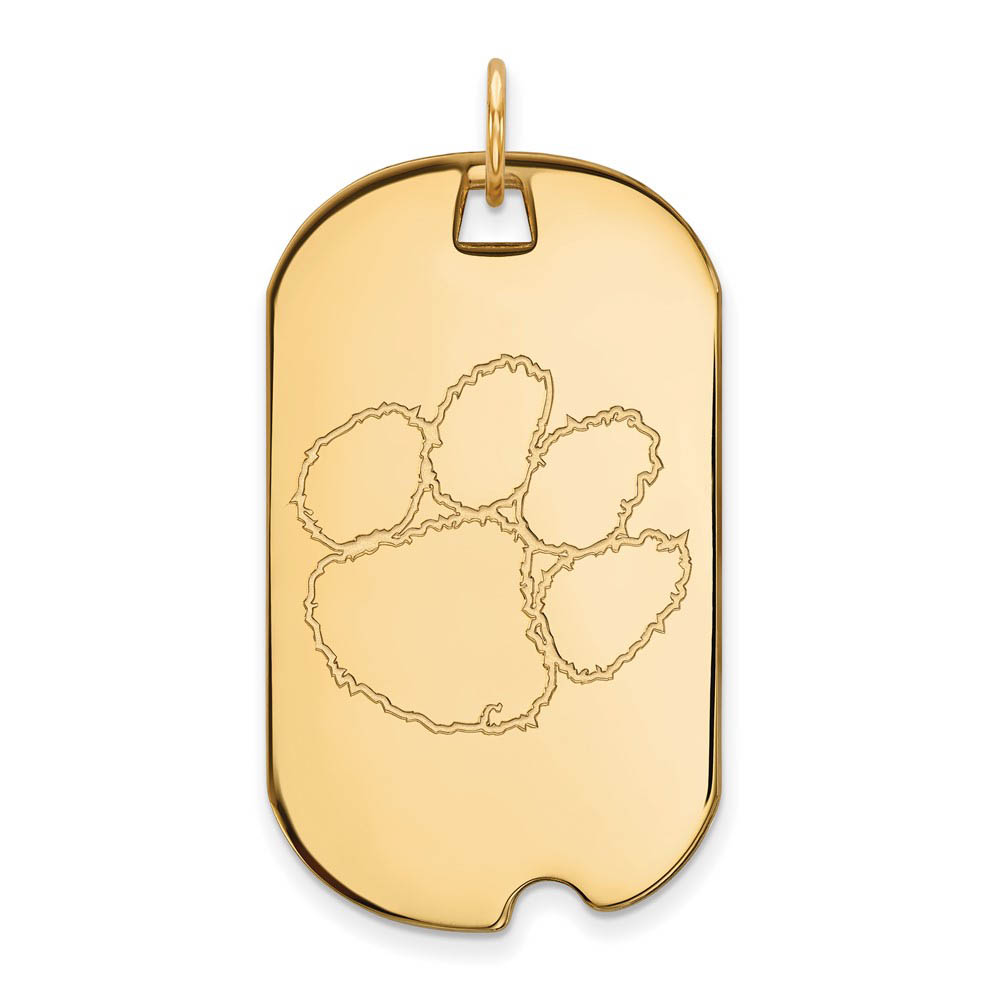 14k Yellow Gold Clemson U Dog Tag Pendant
