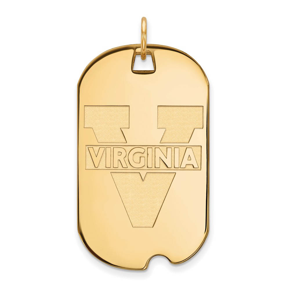 14k Yellow Gold U. of Virginia 'V' Logo Dog Tag Pendant