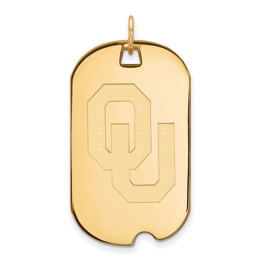 14k Yellow Gold U. of Oklahoma 'OU' Dog Tag Pendant