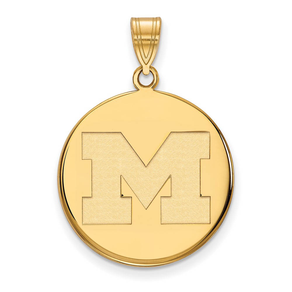 14k Yellow Gold U. of Michigan Large Initial Disc Pendant
