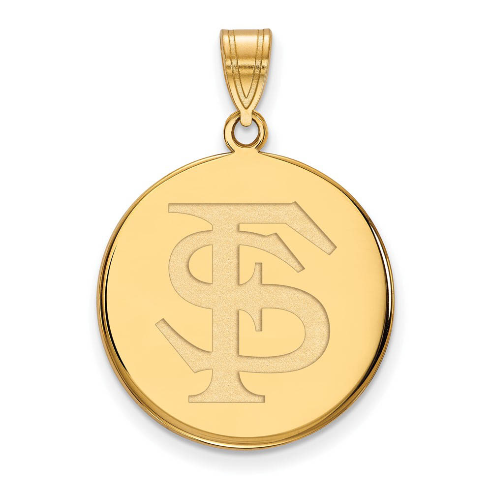 14k Yellow Gold Florida State 'FS' Disc Pendant