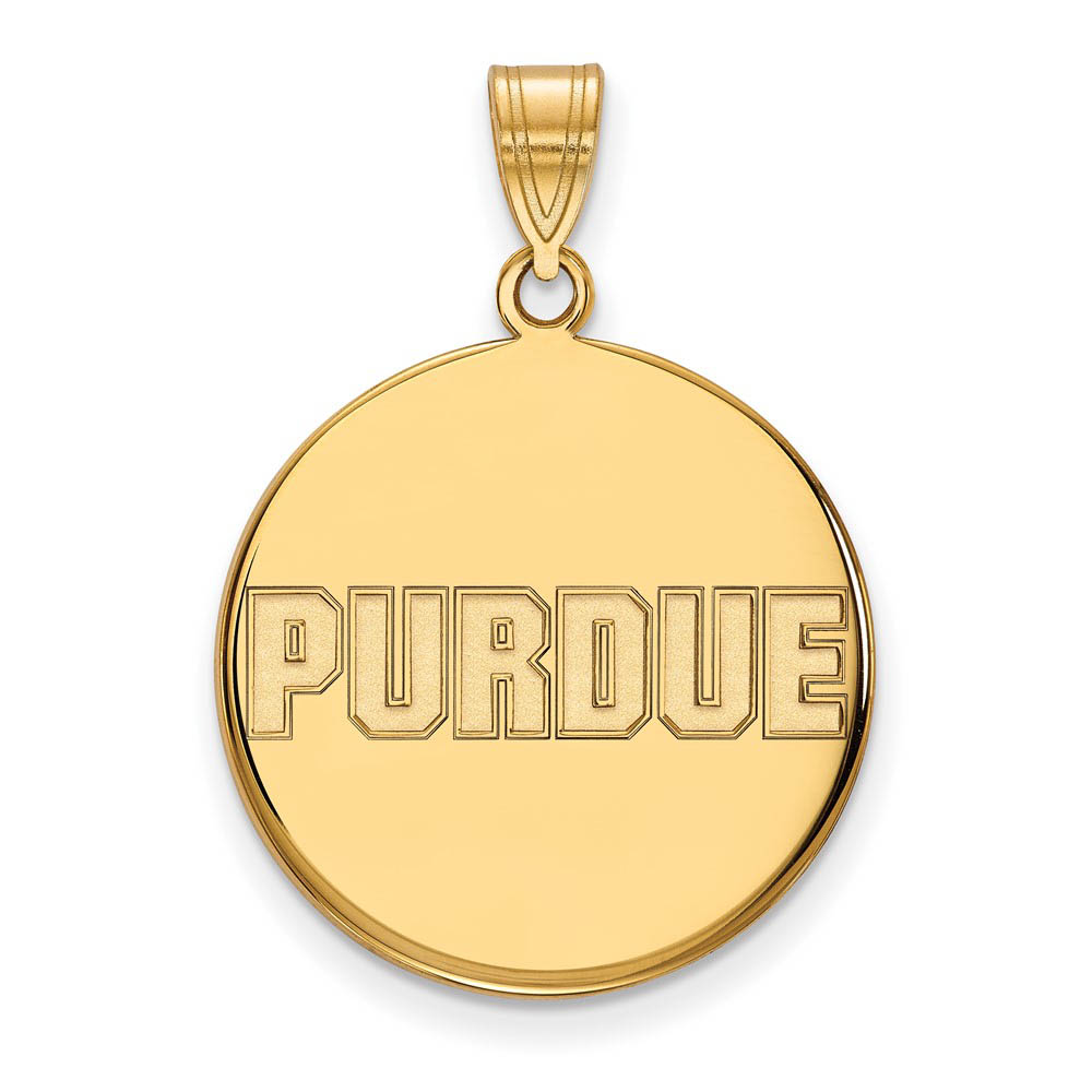 14k Yellow Gold Purdue Script Disc Pendant