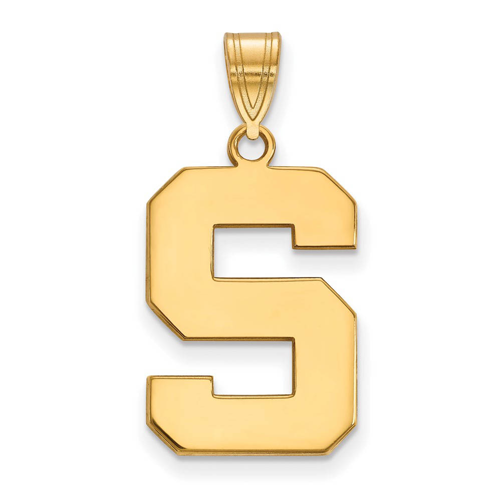14k Gold Plated Silver Michigan State Univ. Large Initial Pendant