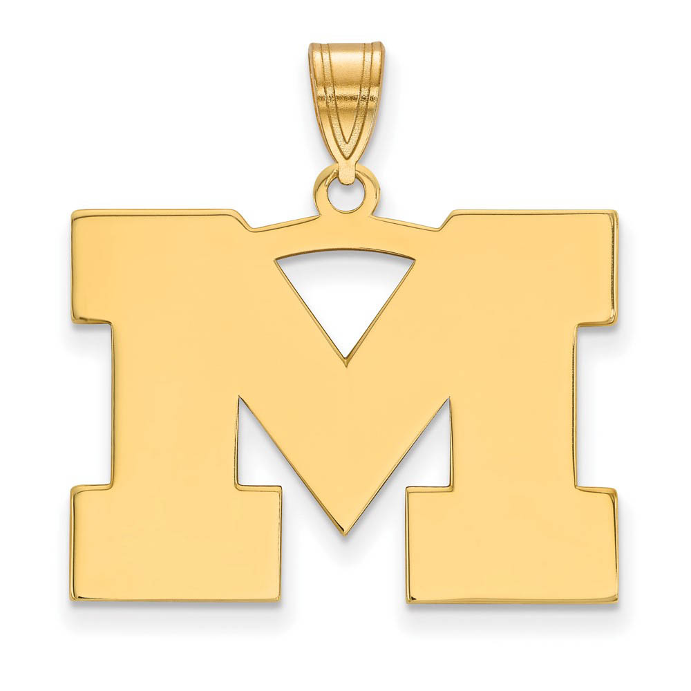 14k Gold Plated Silver U. of Michigan Large Initial Pendant