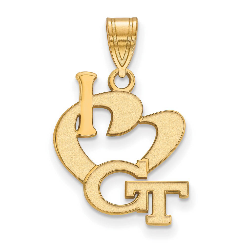 14k Gold Plated Silver Georgia Tech I Love Logo Pendant