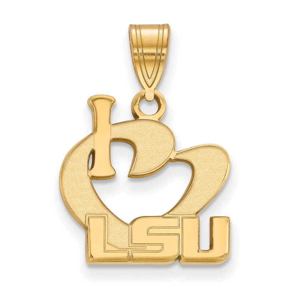 14k Gold Plated Silver Louisiana State I Love Logo Pendant