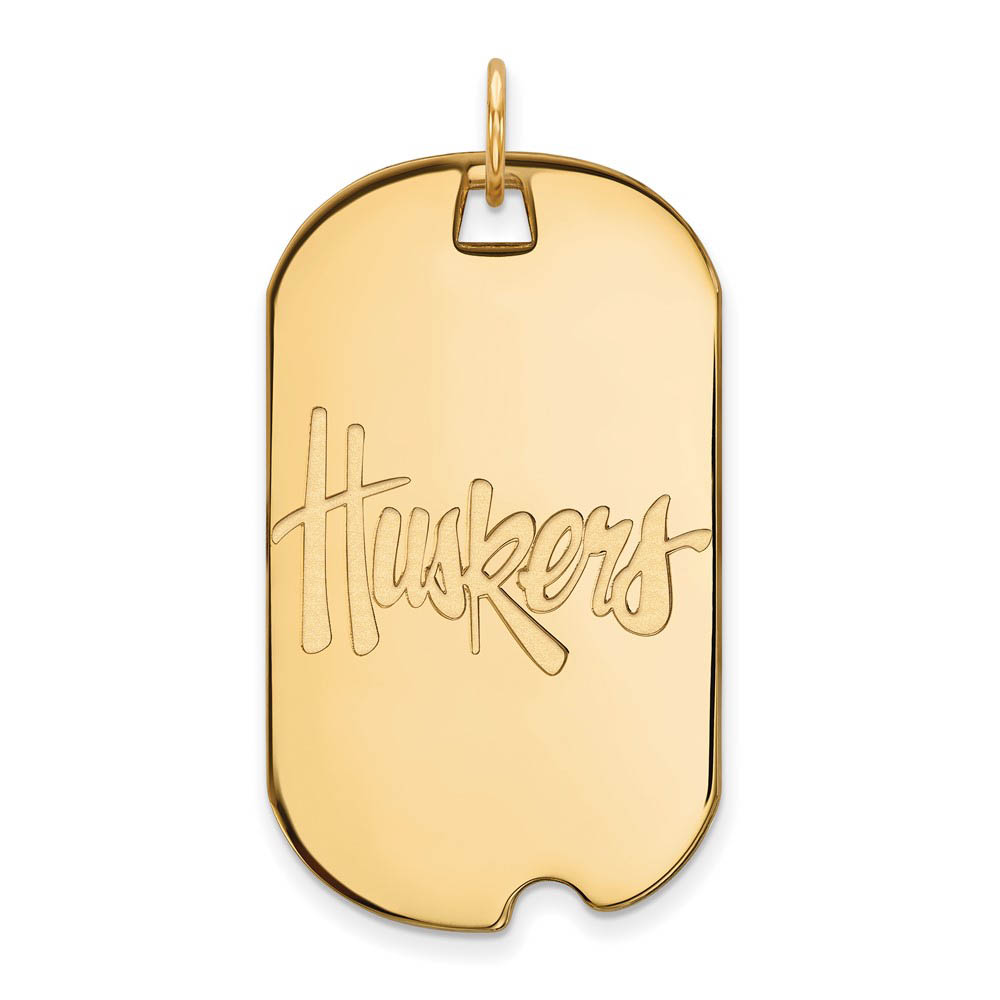 14k Gold Plated Silver Univ. of Nebraska Dog Tag Pendant