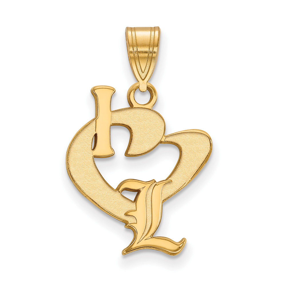 14k Gold Plated Silver U. of Louisville I Love Logo Pendant