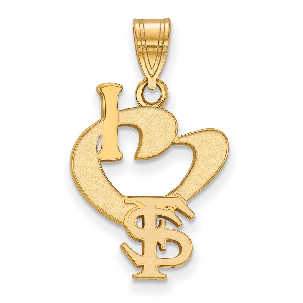 14k Gold Plated Silver Florida State I Love FS Pendant