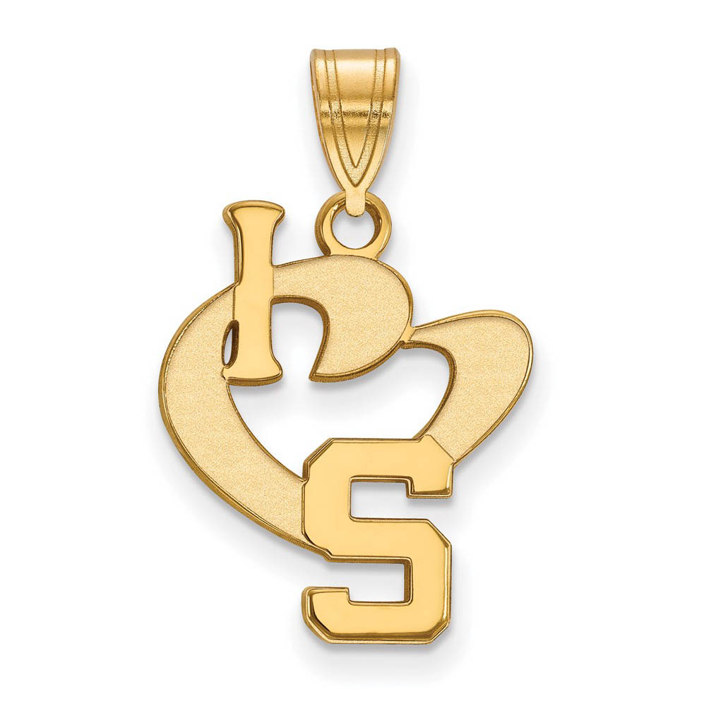 14k Gold Plated Silver Michigan State I Love Logo Pendant