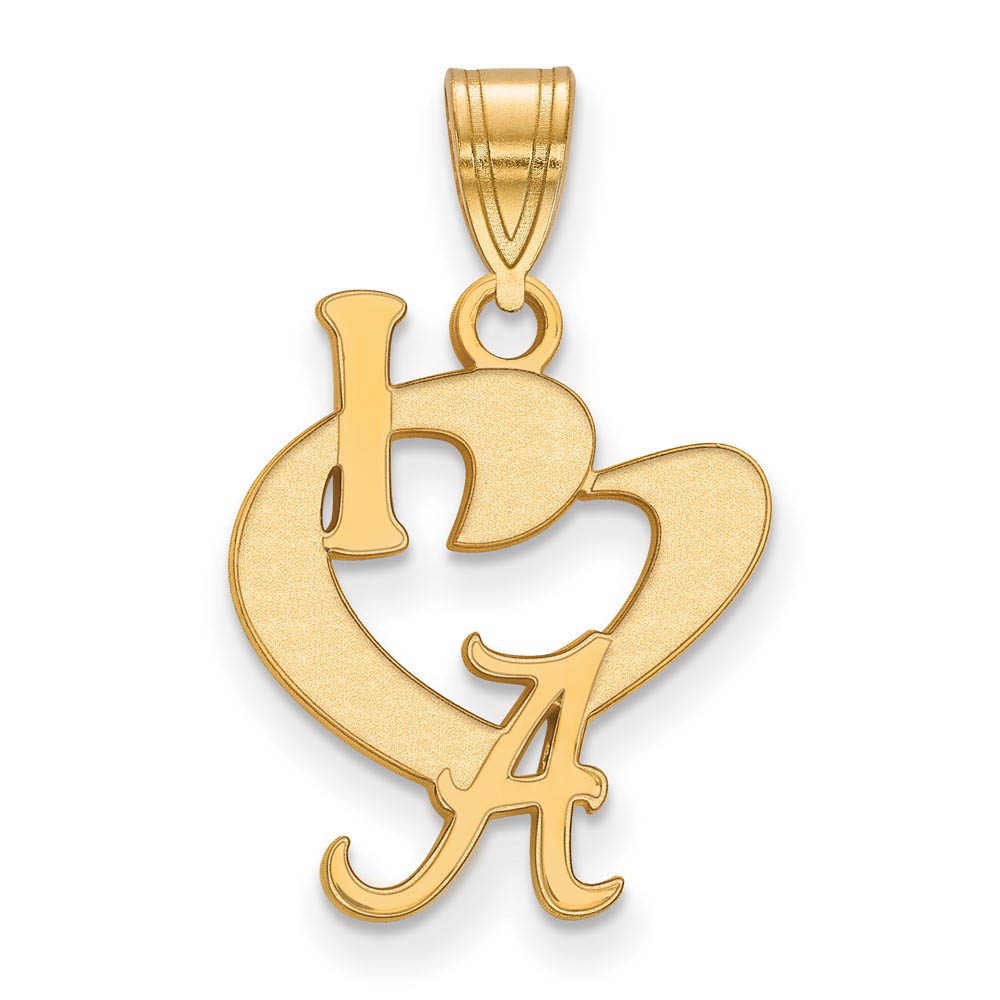 14k Gold Plated Silver U. of Alabama I Heart 'A' Pendant