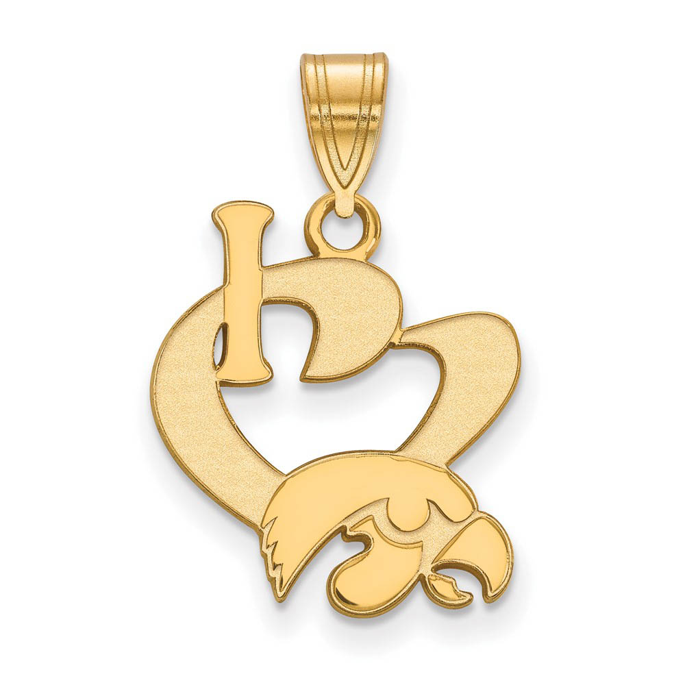 14k Gold Plated Silver U. of Iowa I Love Logo Pendant