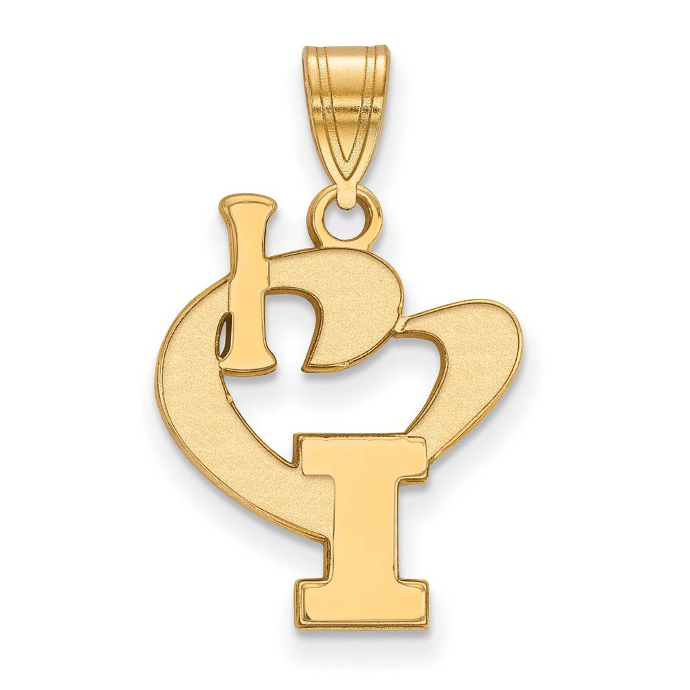 14k Gold Plated Silver U. of Illinois Lg I Love Logo Pendant