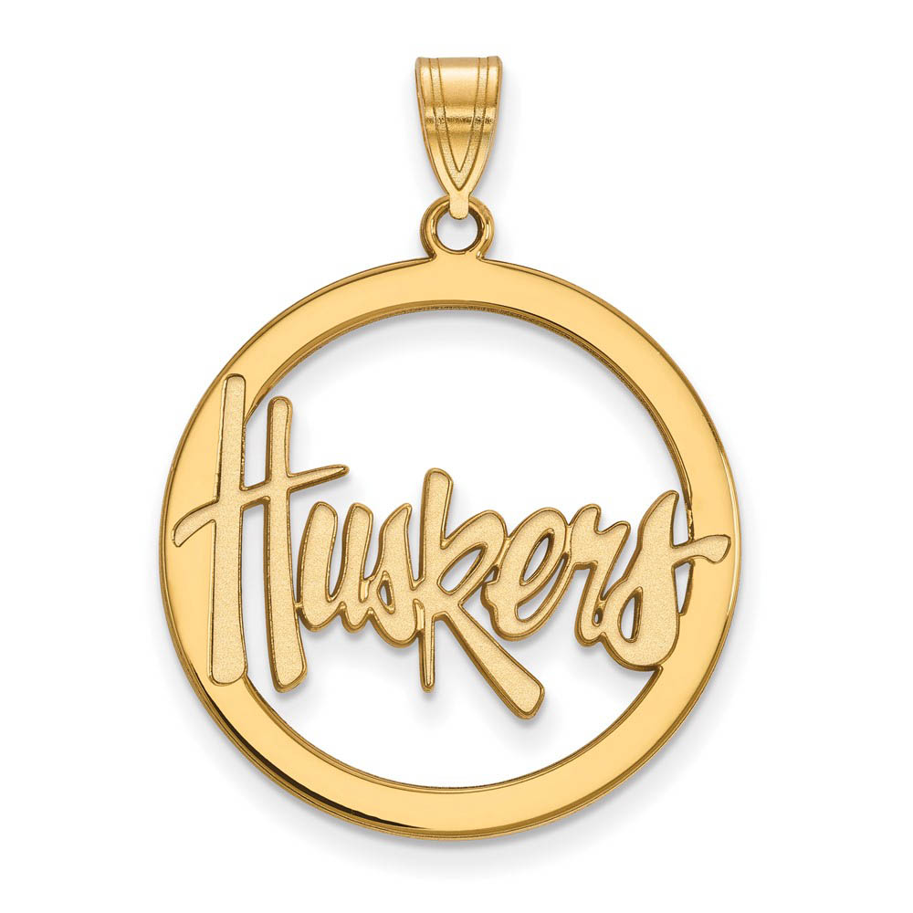 14k Gold Plated Silver U. of Nebraska Circle Pendant