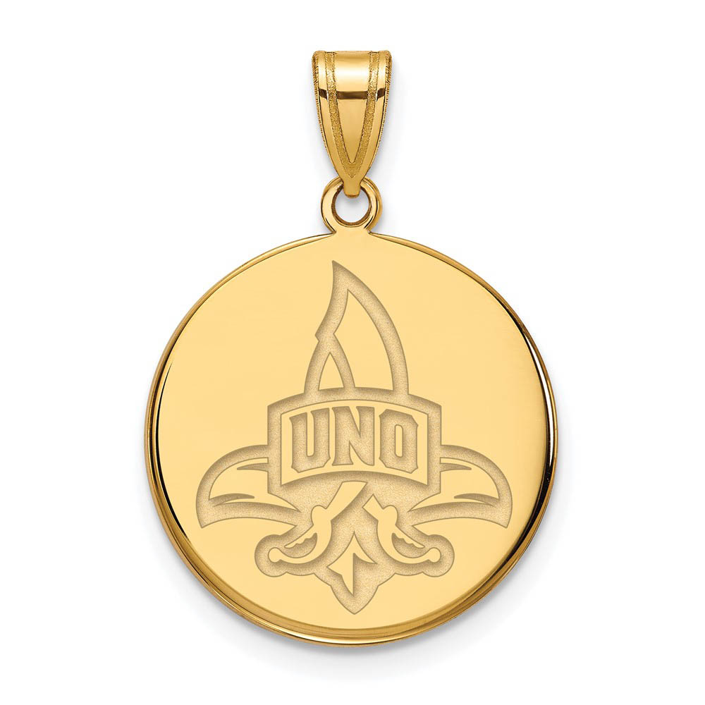 14k Gold Plated Silver U. of New Orleans Disc Pendant