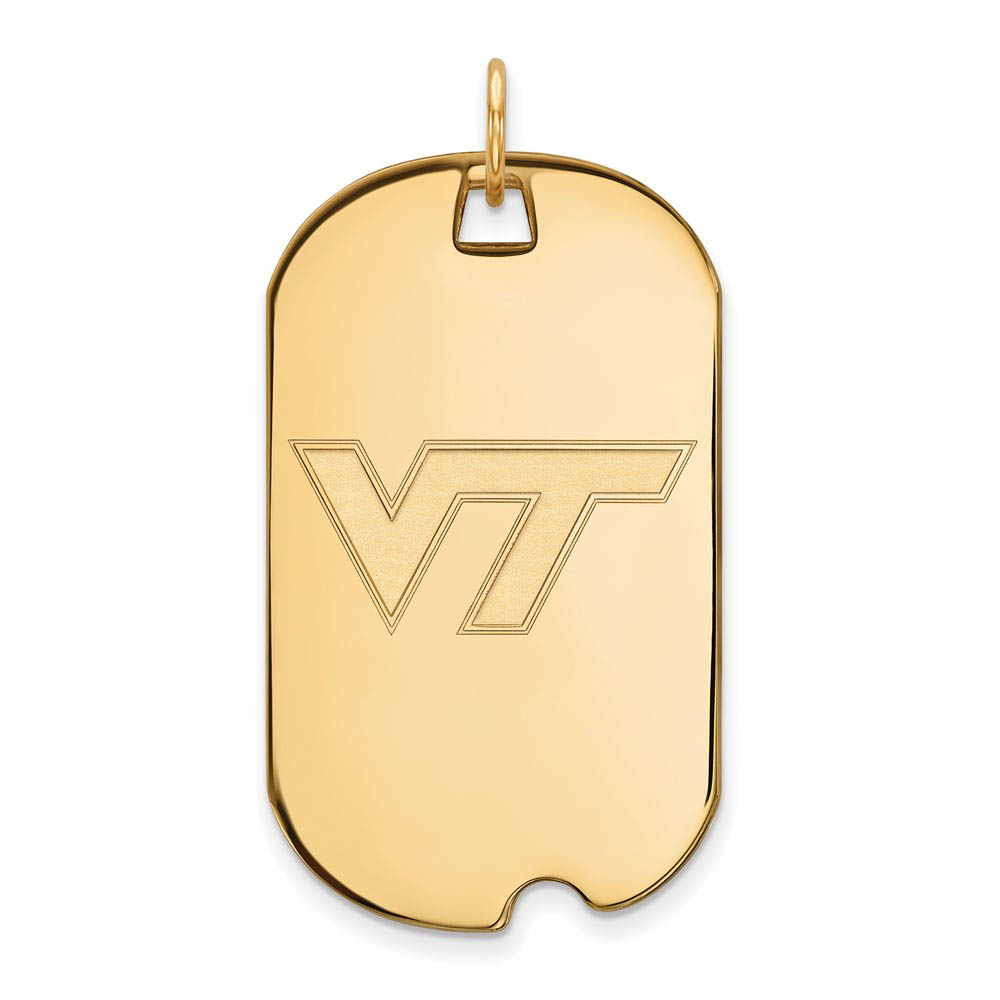 14k Gold Plated Silver Virginia Tech Logo Dog Tag Pendant