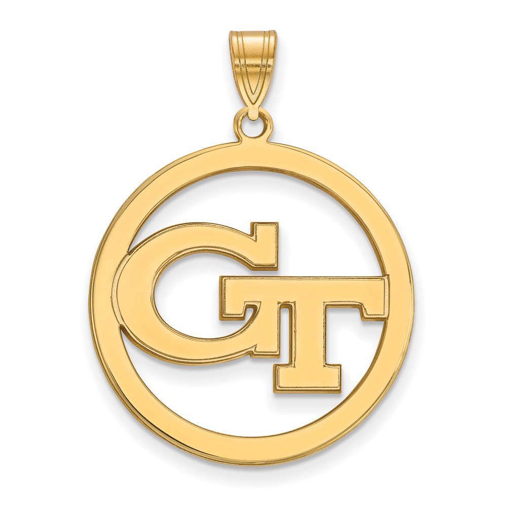 14k Gold Plated Silver Georgia Technology Lg 'GT' Circle Pendant