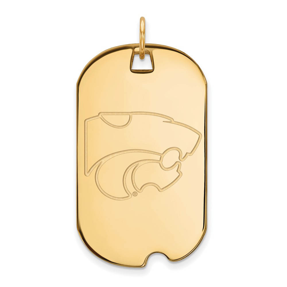 14k Gold Plated Silver Kansas State Dog Tag Pendant