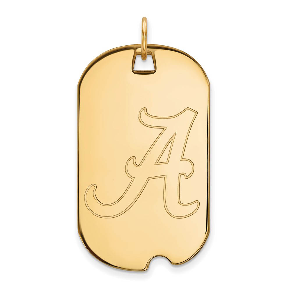 14k Gold Plated Silver U. of Alabama Initial A Dog Tag Pendant