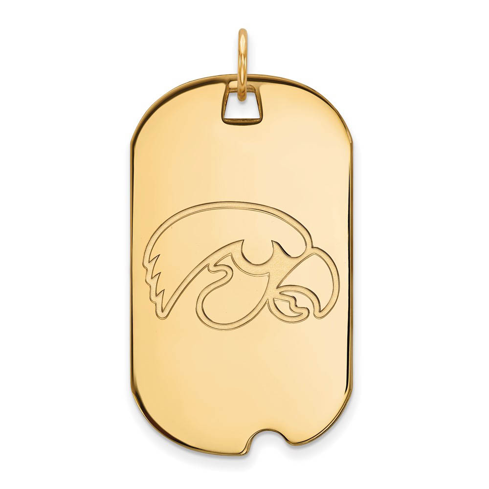 14k Gold Plated Silver U. of Iowa Dog Tag Pendant