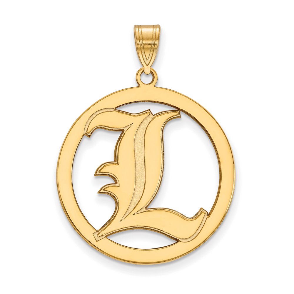 14k Gold Plated Silver U. of Louisville Circle Pendant