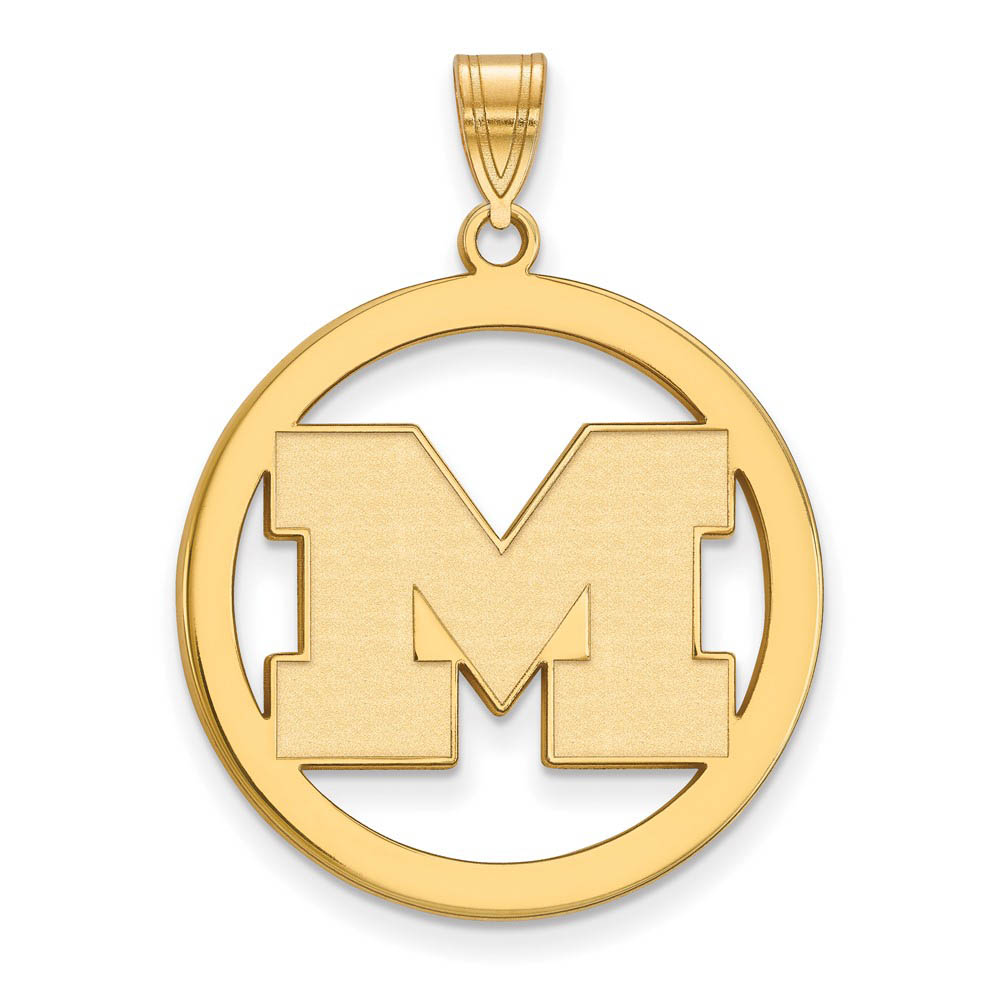 14k Gold Plated Silver U. of Michigan Initial Circle Pendant
