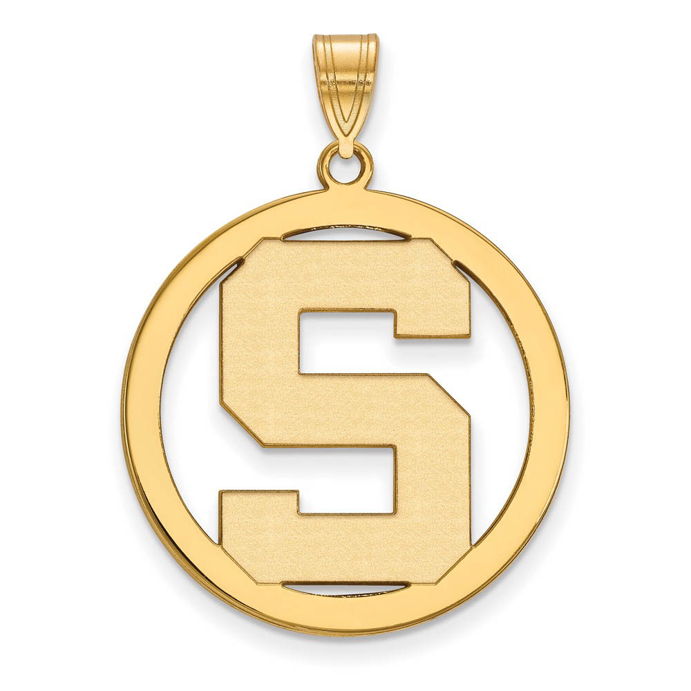14k Gold Plated Silver Michigan State Initial Circle Pendant