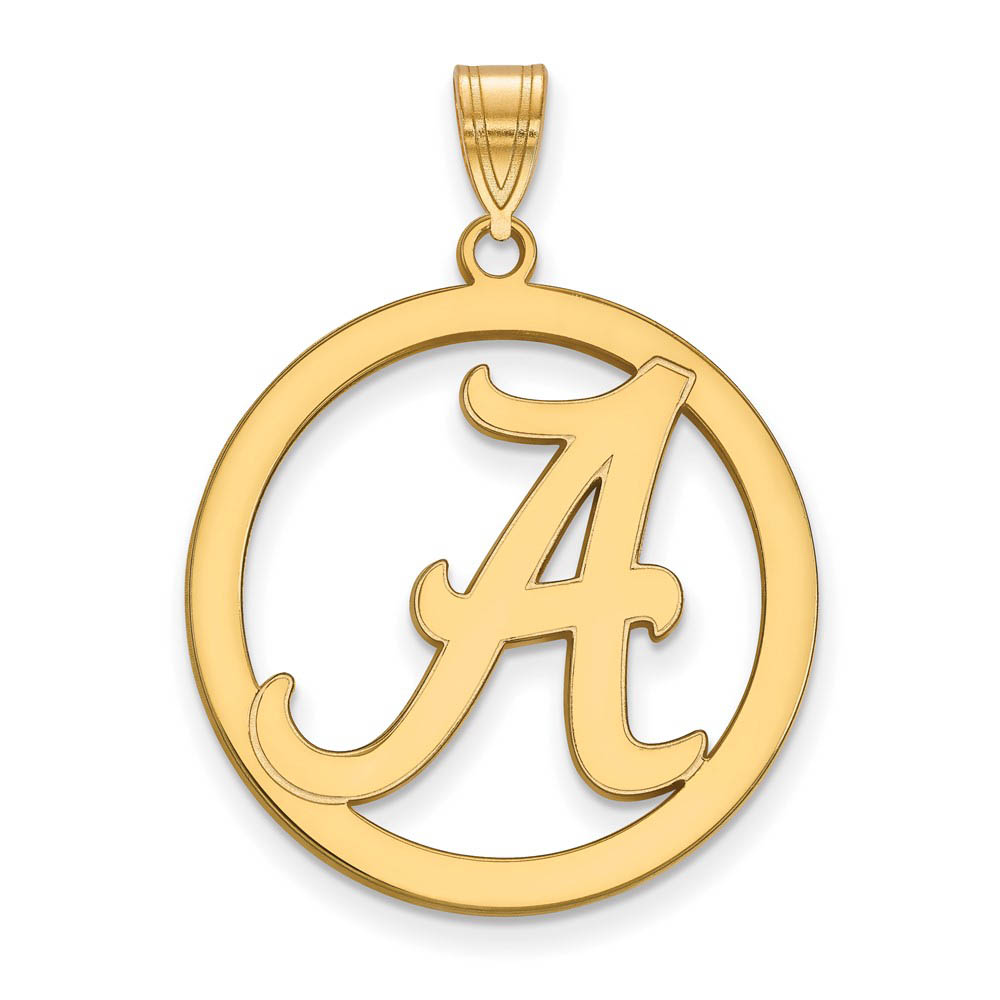 14k Gold Plated Silver U. of Alabama Initial A Circle Pendant