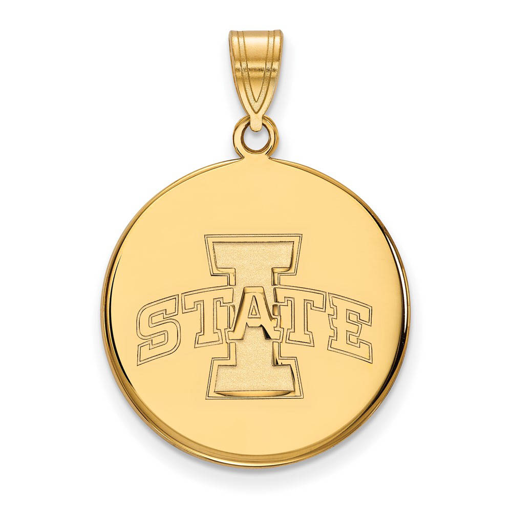 14k Gold Plated Silver Iowa State 'I STATE' Disc Pendant