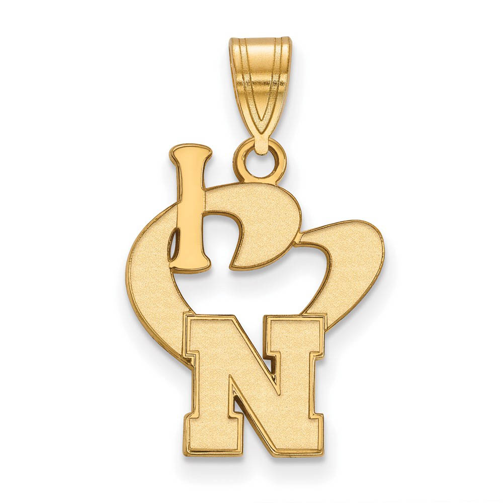 14k Gold Plated Silver U. of Nebraska I Love Logo Pendant