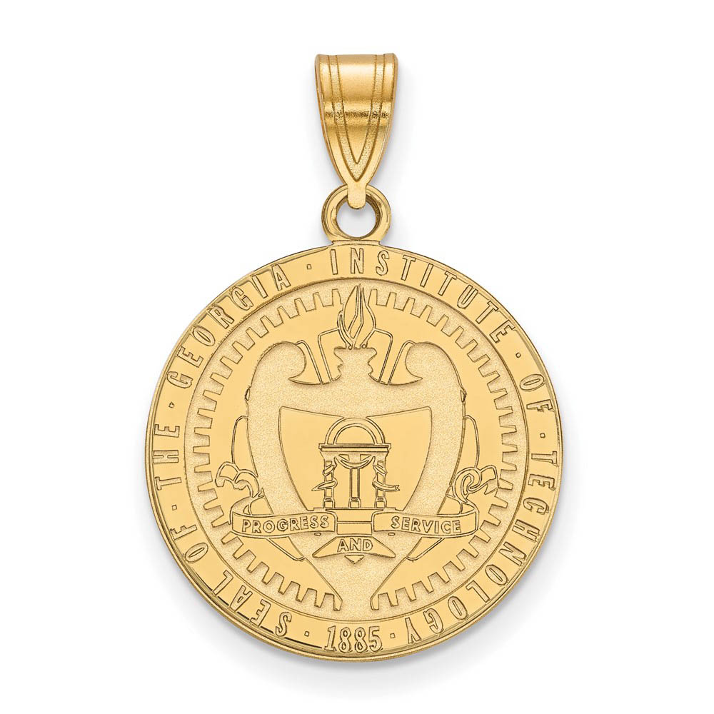 14k Gold Plated Silver Georgia Technology Crest Pendant