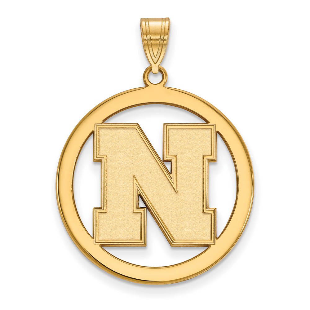 14k Gold Plated Silver U. of Nebraska Initial N Circle Pendant