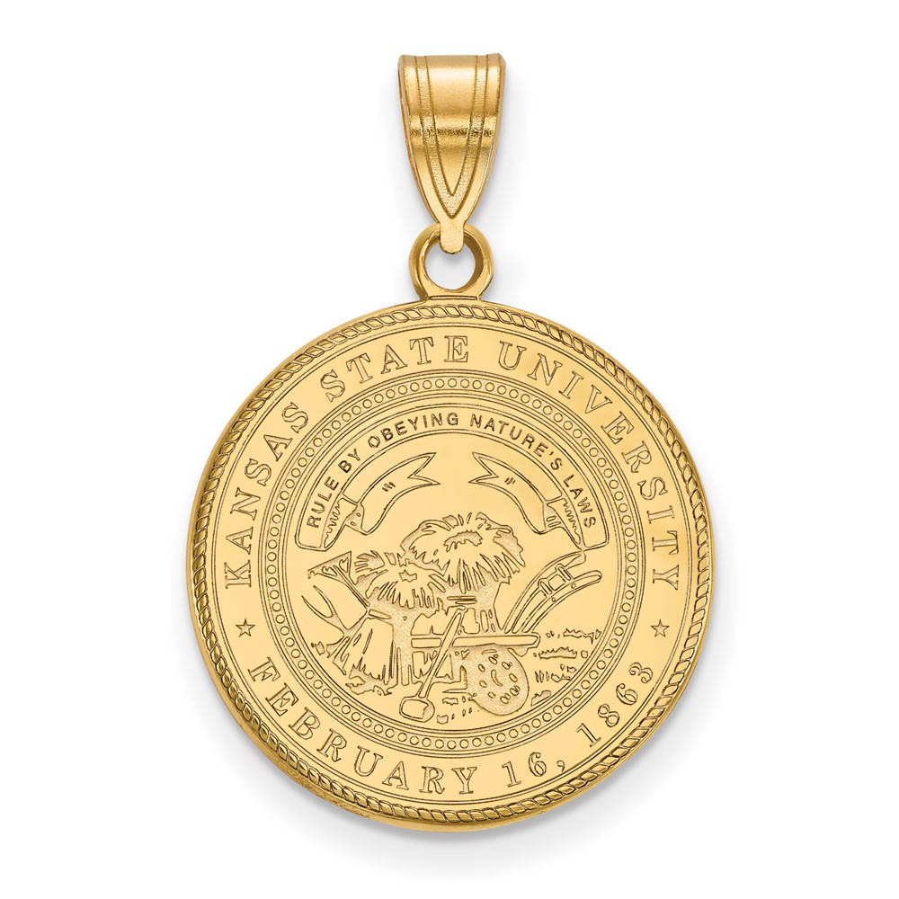 14k Gold Plated Silver Kansas State Crest Pendant
