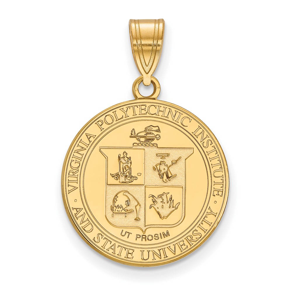 14k Gold Plated Silver Virginia Tech Crest Disc Pendant
