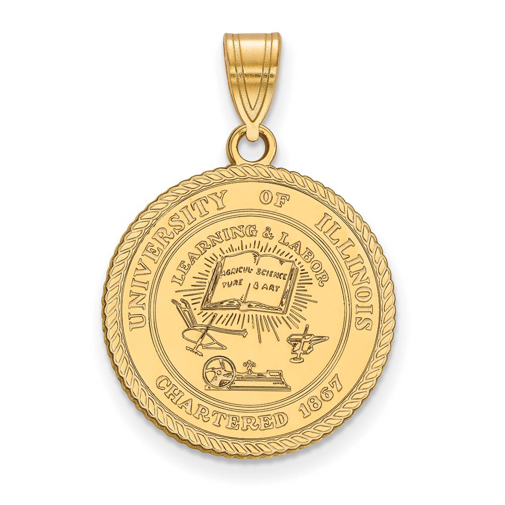14k Gold Plated Silver U. of Illinois Crest Pendant