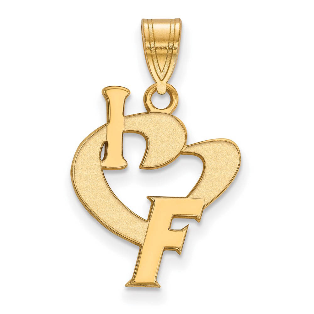 14k Gold Plated Silver U. of Florida I Love 'F' Pendant