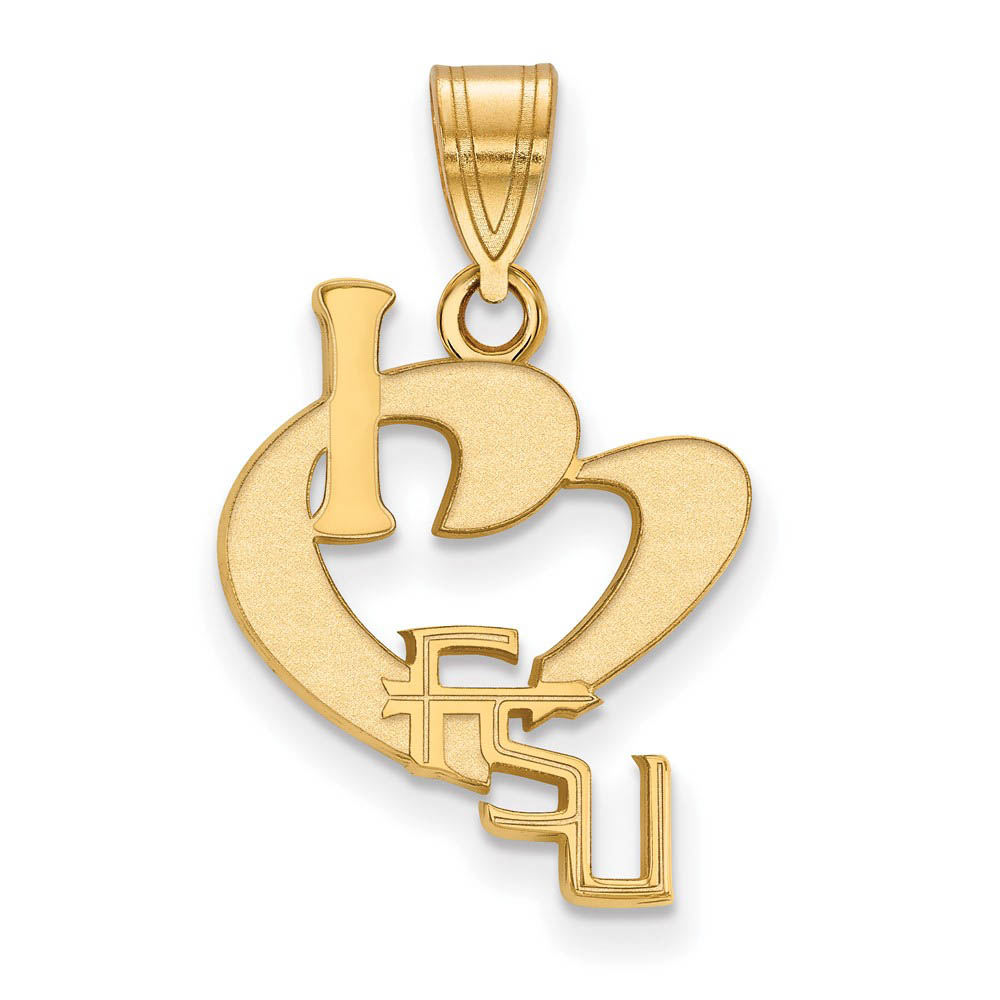 14k Gold Plated Silver Florida State I Love Logo Pendant