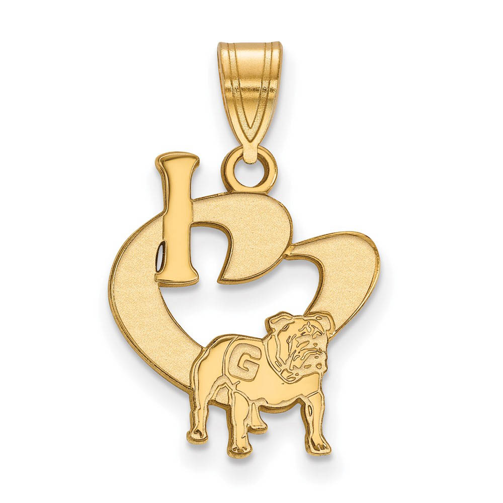 14k Gold Plated Silver U. of Georgia I Love Logo Pendant