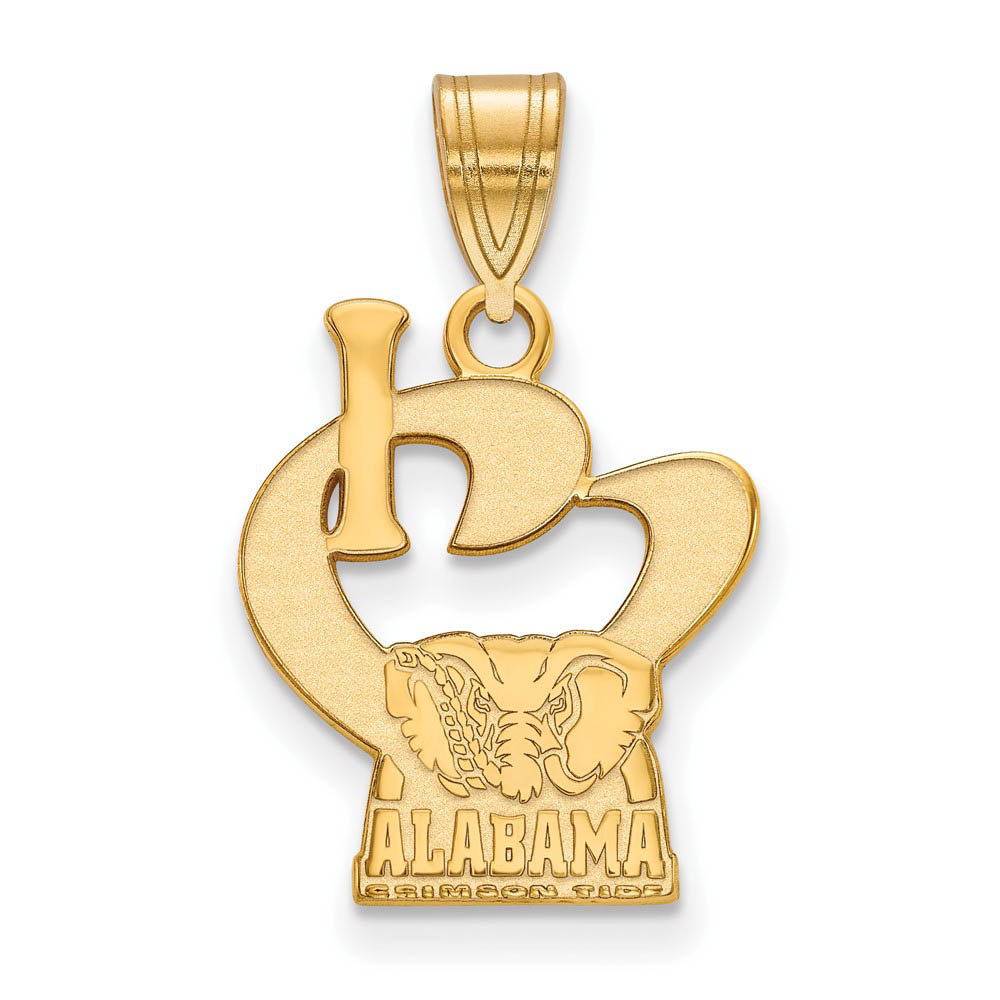 14k Gold Plated Silver U. of Alabama I Love Logo Pendant