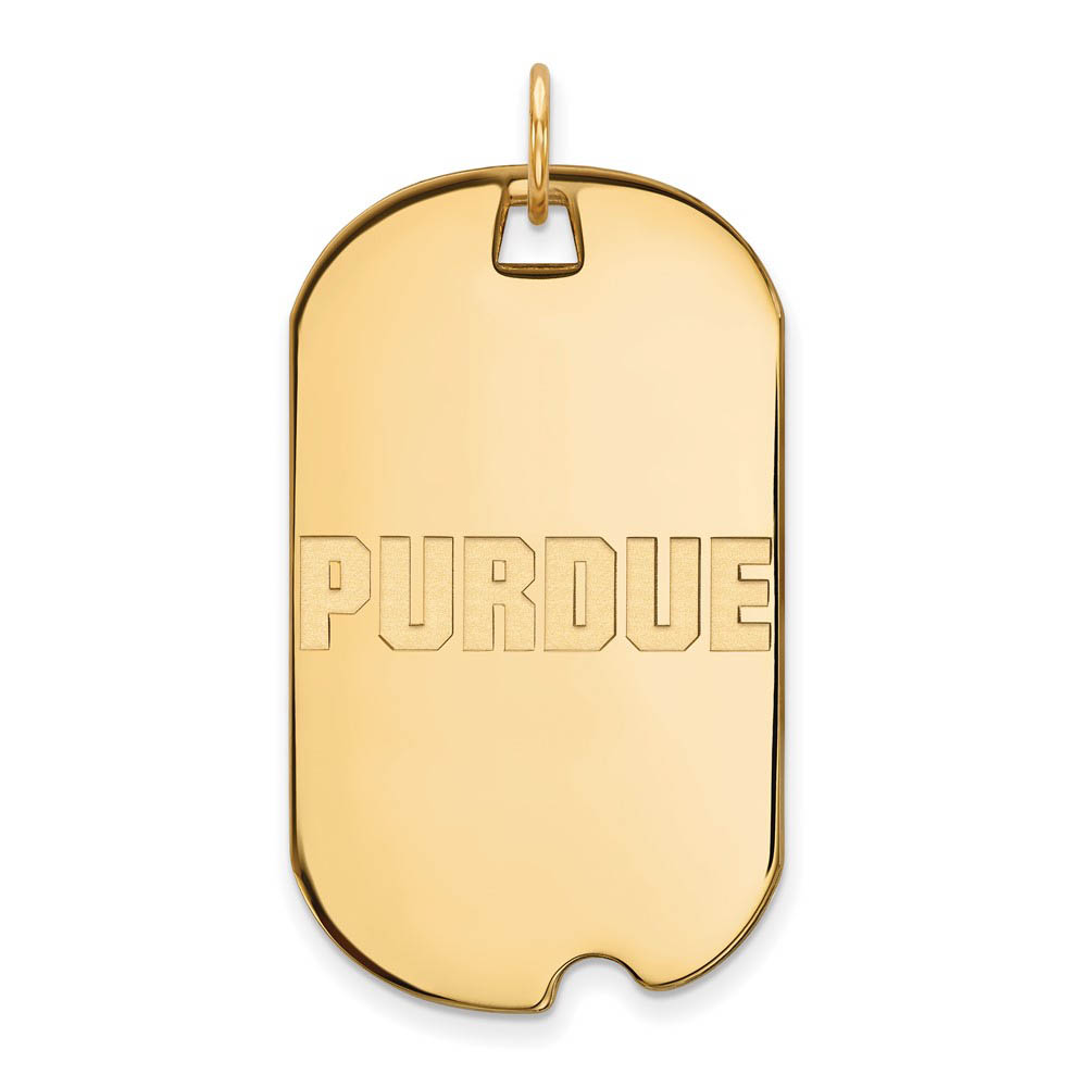 14k Gold Plated Silver Purdue Script Dog Tag Pendant