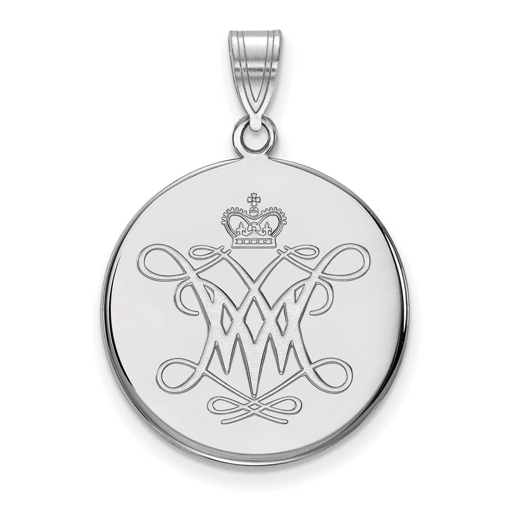 Sterling Silver William and Mary Disc Pendant