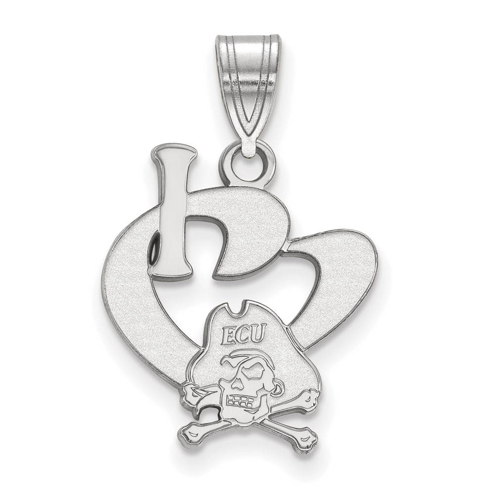 Sterling Silver East Carolina U I Love Logo Pendant