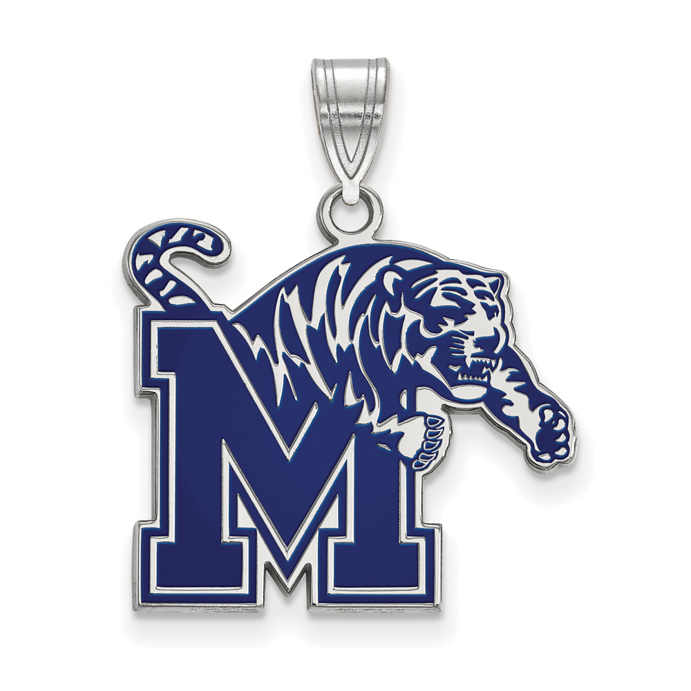 Sterling Silver U. of Memphis Enamel Logo Pendant