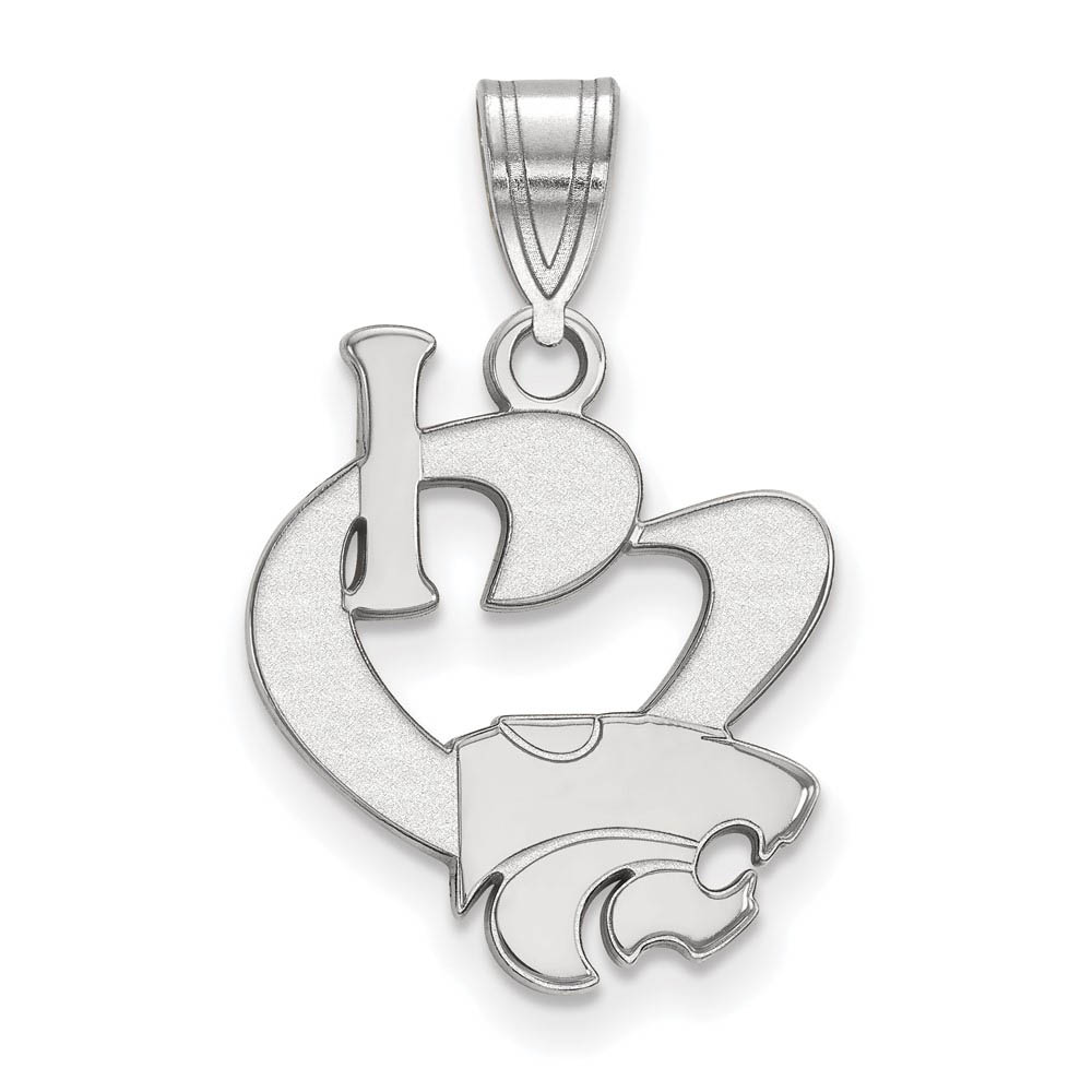 Sterling Silver Kansas State I Love Logo Pendant