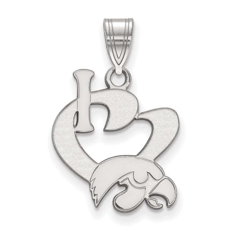 Sterling Silver U. of Iowa I Love Logo Pendant