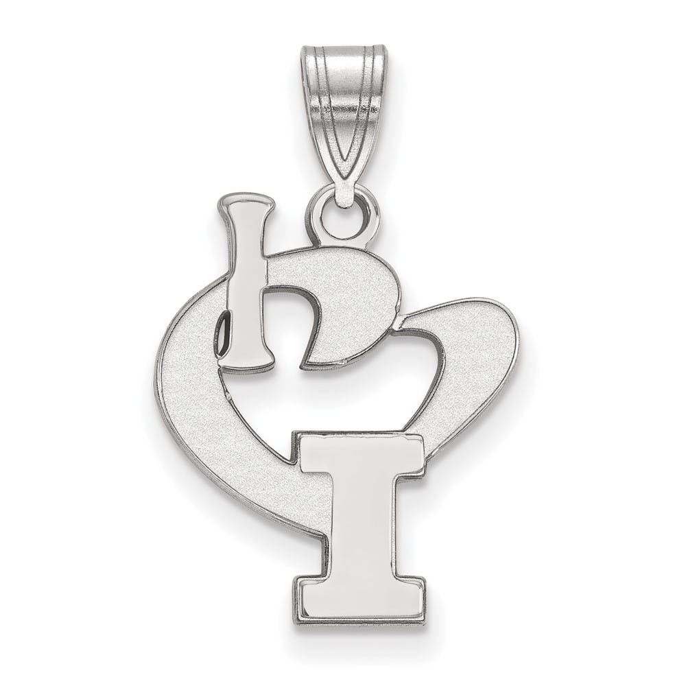 Sterling Silver U. of Illinois I Love Shield Logo Pendant