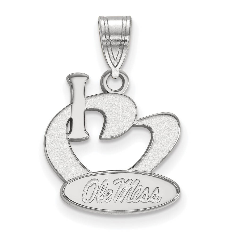 Sterling Silver U. of Mississippi I Love Logo Pendant